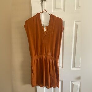 Orange hooded Cotton dress